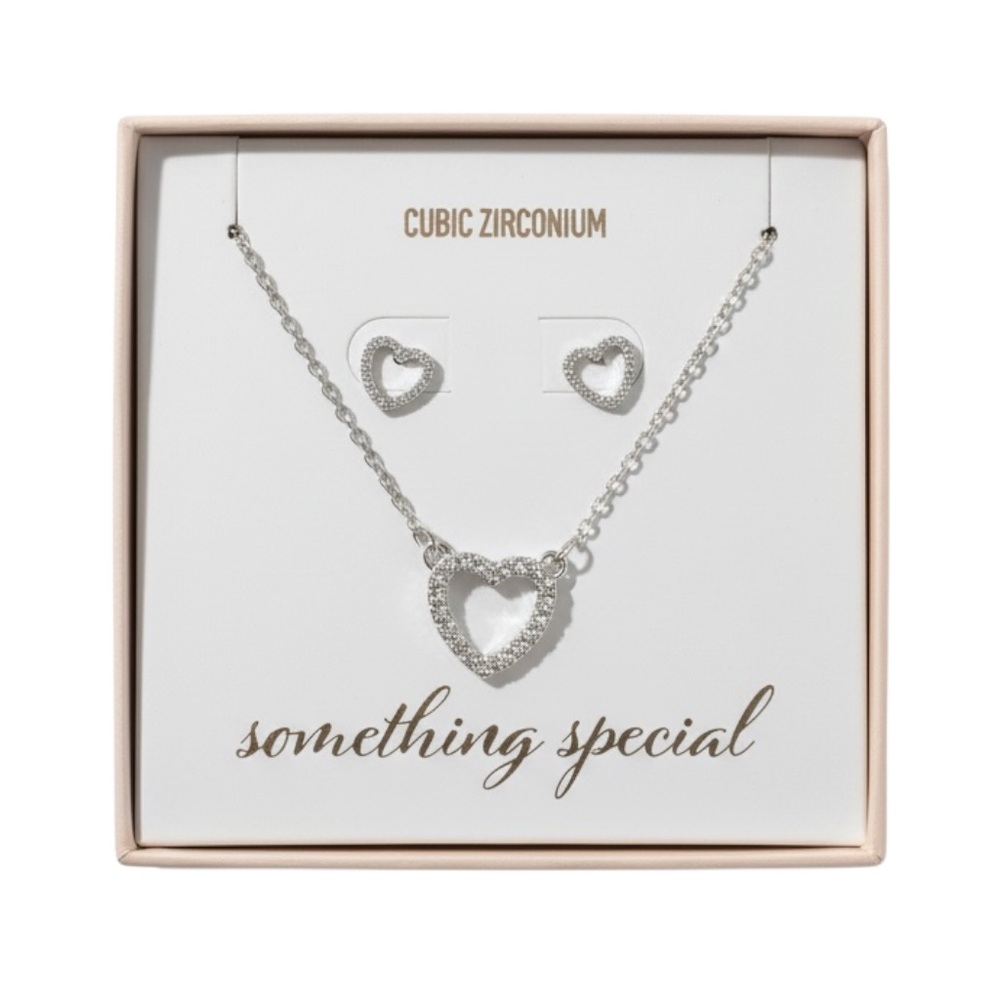 Silver Heart Jewelry Set